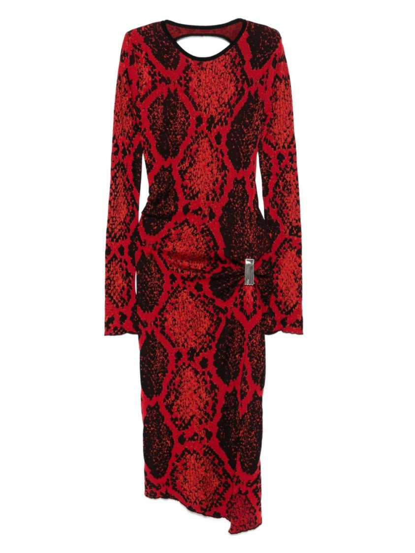 The Attico Python Print Midi Dress With Cut-Out Back