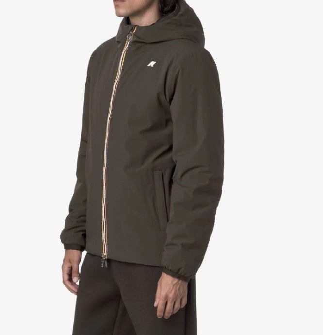 K-Way Reversible Brown Waterproof Jacket With Adjustable Hood