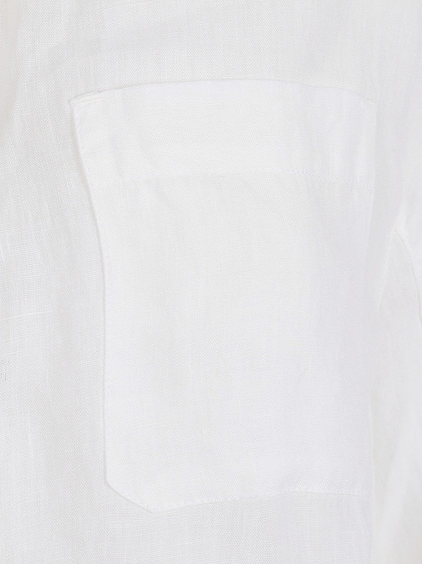Max Mara Lightweight White Linen Jacket With Concealed Button Placket