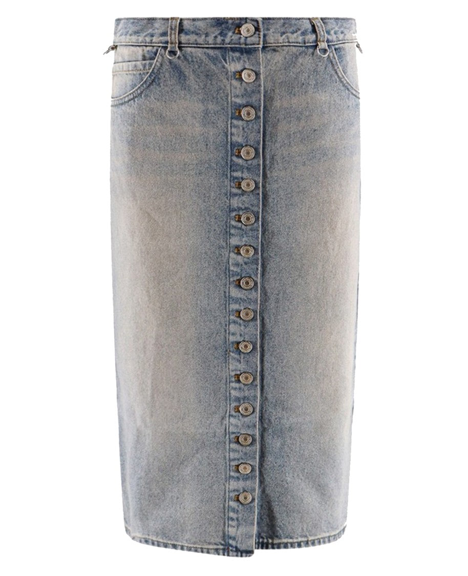 Courrèges Light Blue Cotton Denim Skirt