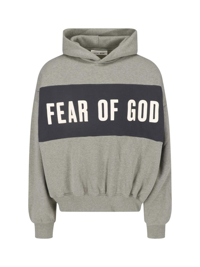 Fear Of God Essentials Grey Cotton Contrast Logo Hoodie