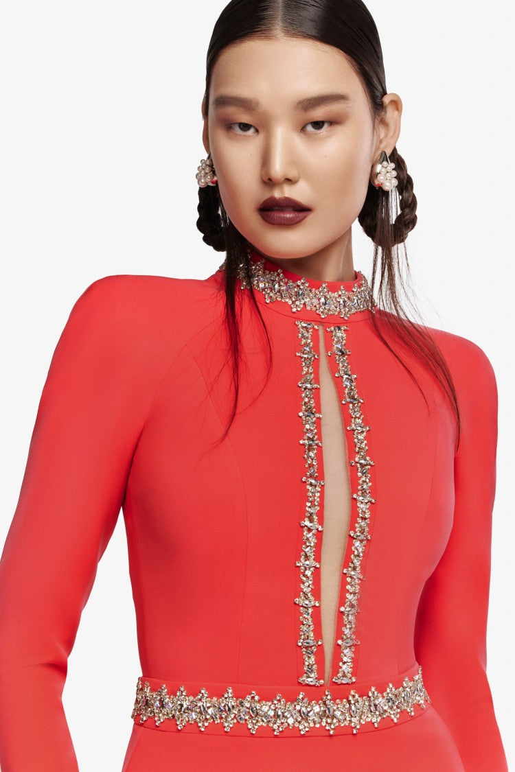 Saiid Kobeisy Crystal Embellished Midi Dress