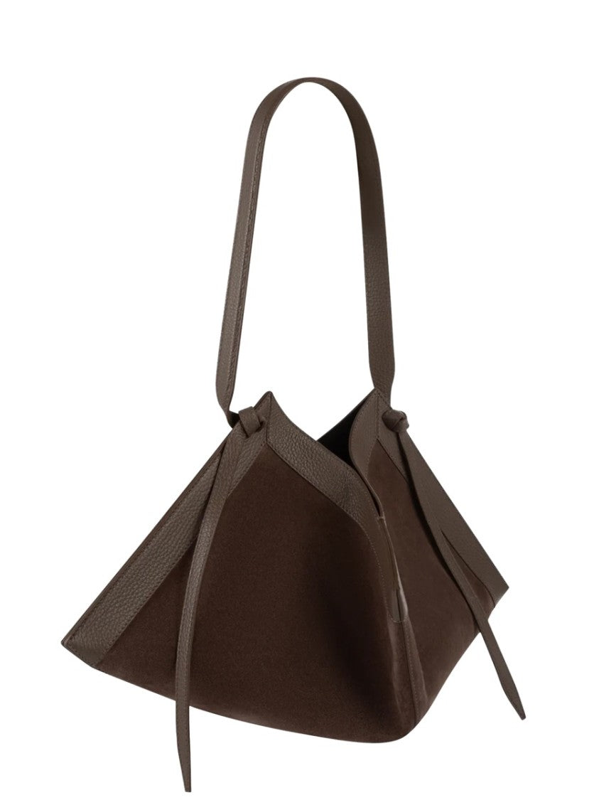 Yuzefi Bovine Leather Textured Ties Shoulder Bag