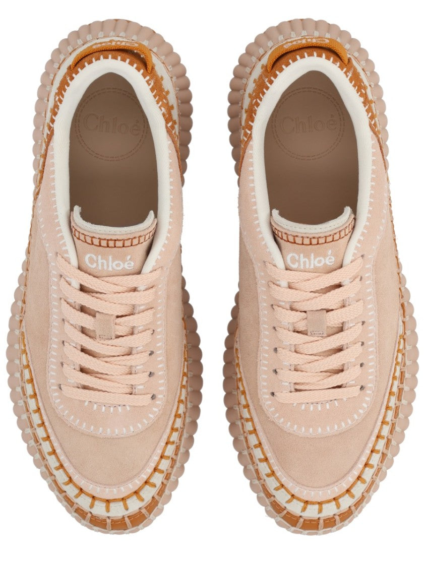 Chloé Nama Whipstitch Textured Sole Sneakers