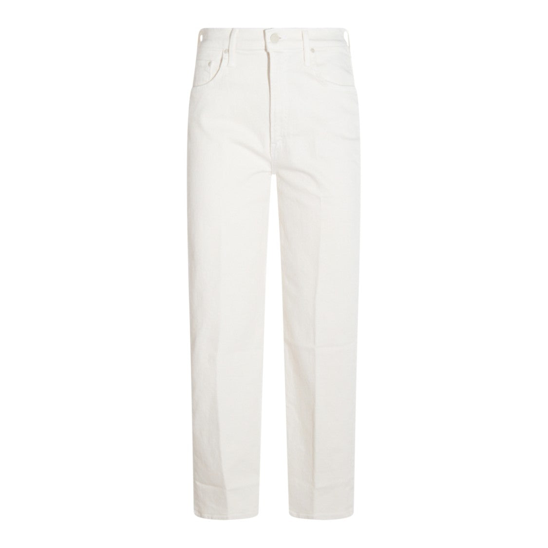 Mother High-Waisted White Cotton Jeans With Functional Pockets