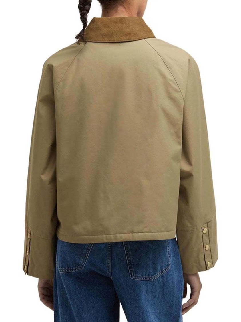 Barbour Cropped Boxy Jacket With Corduroy Collar