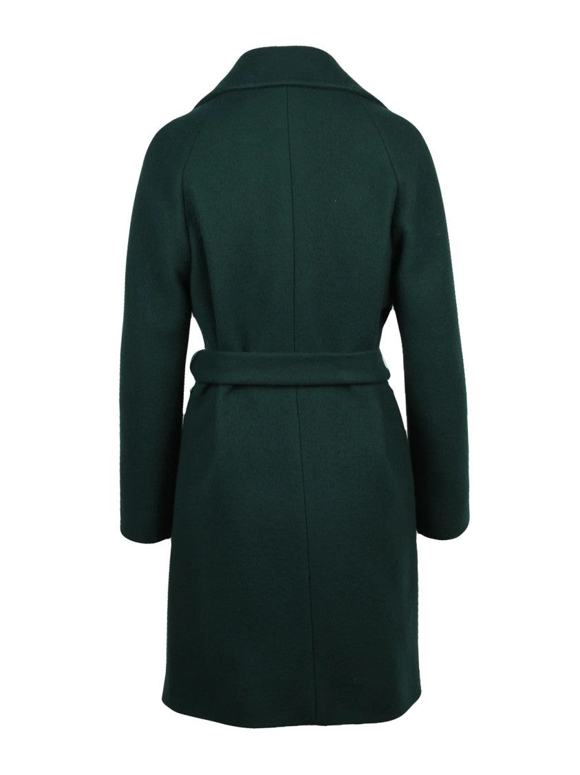 Chiarulli Green Virgin Wool-Blend Belted Coat