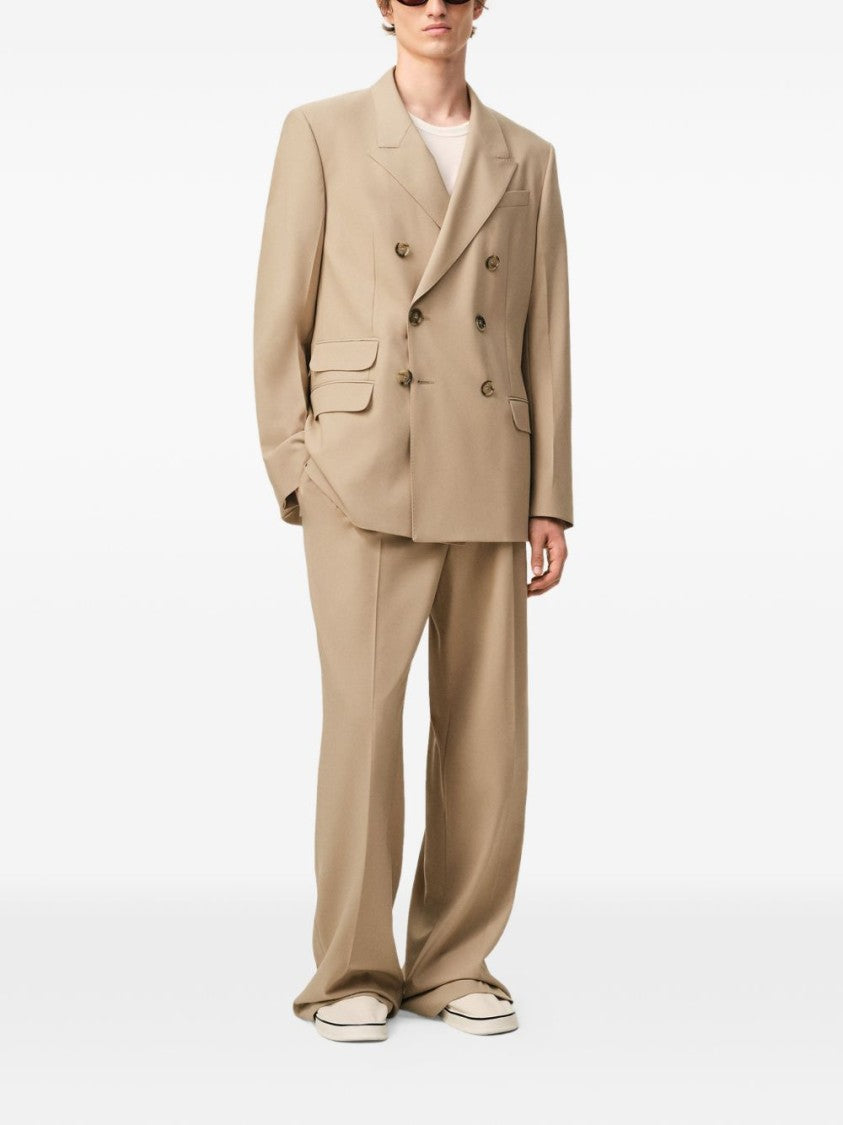 Ami Paris Beige Horn Buttons Wool Blazer