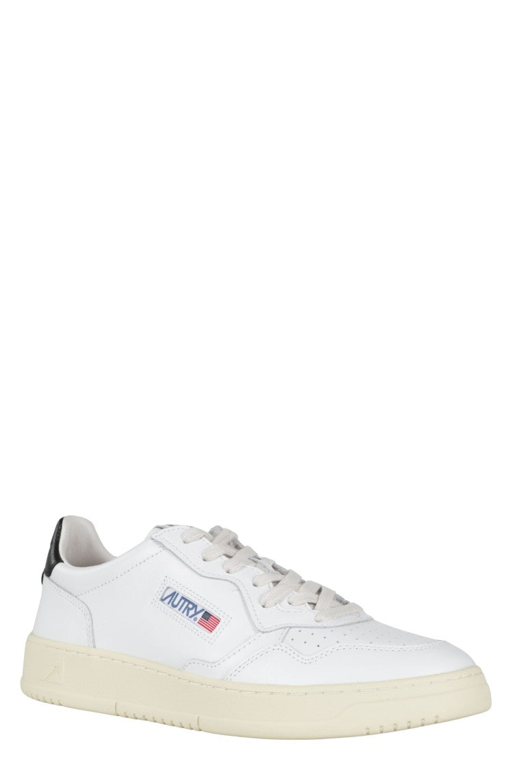 Autry White Black Medalist Low Leather Sneakers