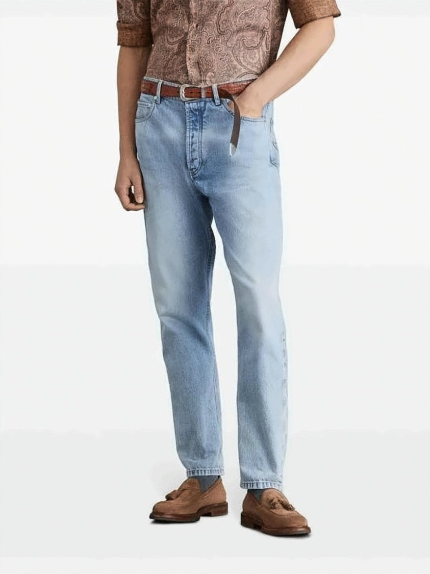 Brunello Cucinelli Light Wash Denim Pants With Classic Five-Pocket Design