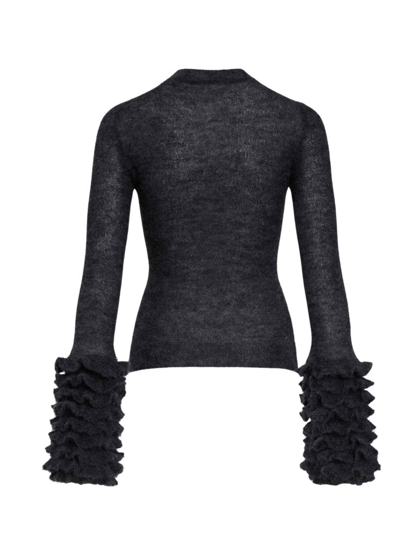 Alaïa Ruffled Cuff Mohair Jumper With Ribbed Hem