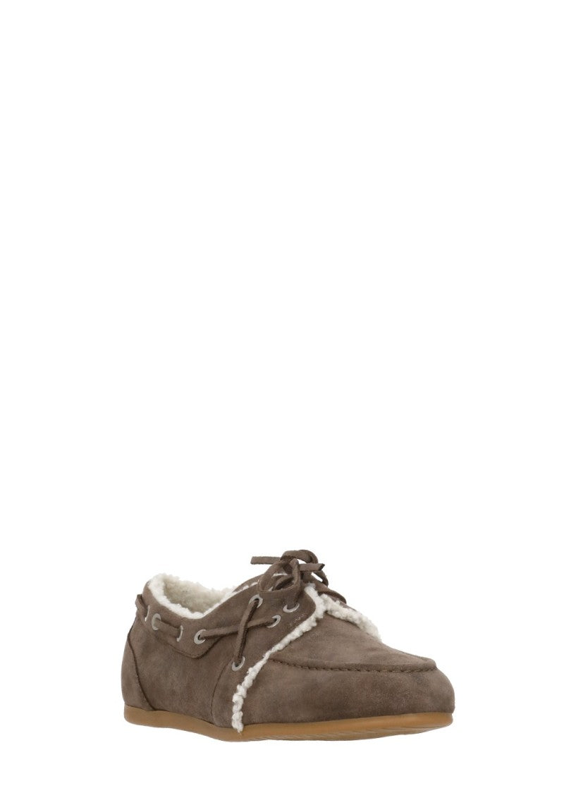 Peserico Brown Fur Suede Loafers