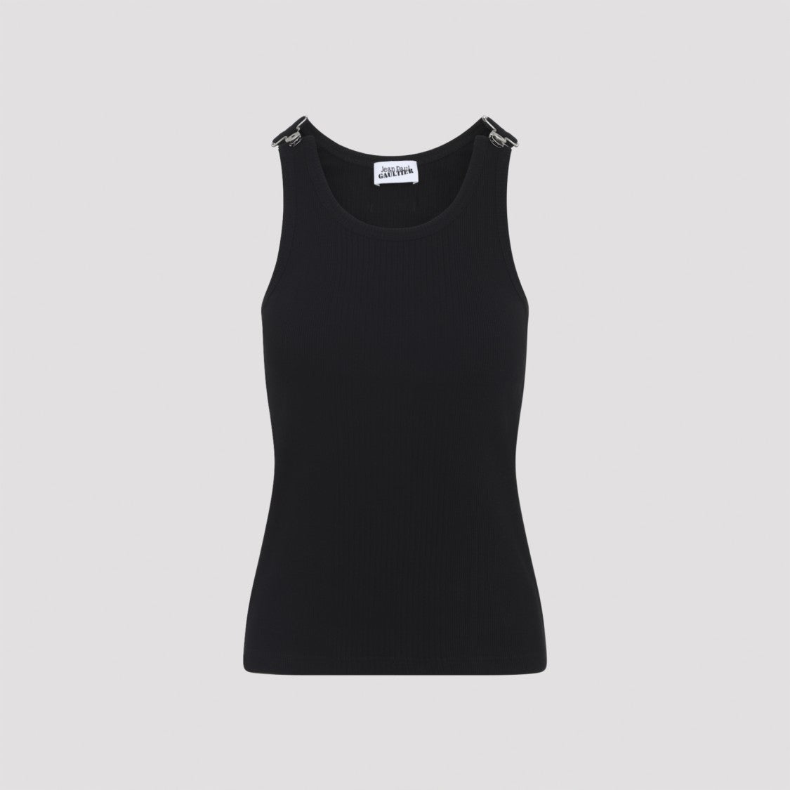 Jean Paul Gaultier Ribbed Cotton Tank Top With Silver Buckle Accents