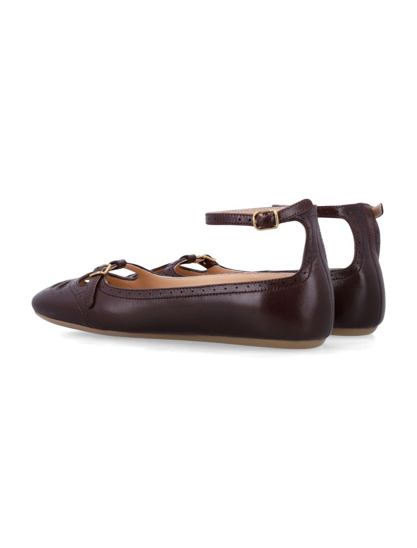 Chloé Misty Round Toe Leather Ballerina Flats