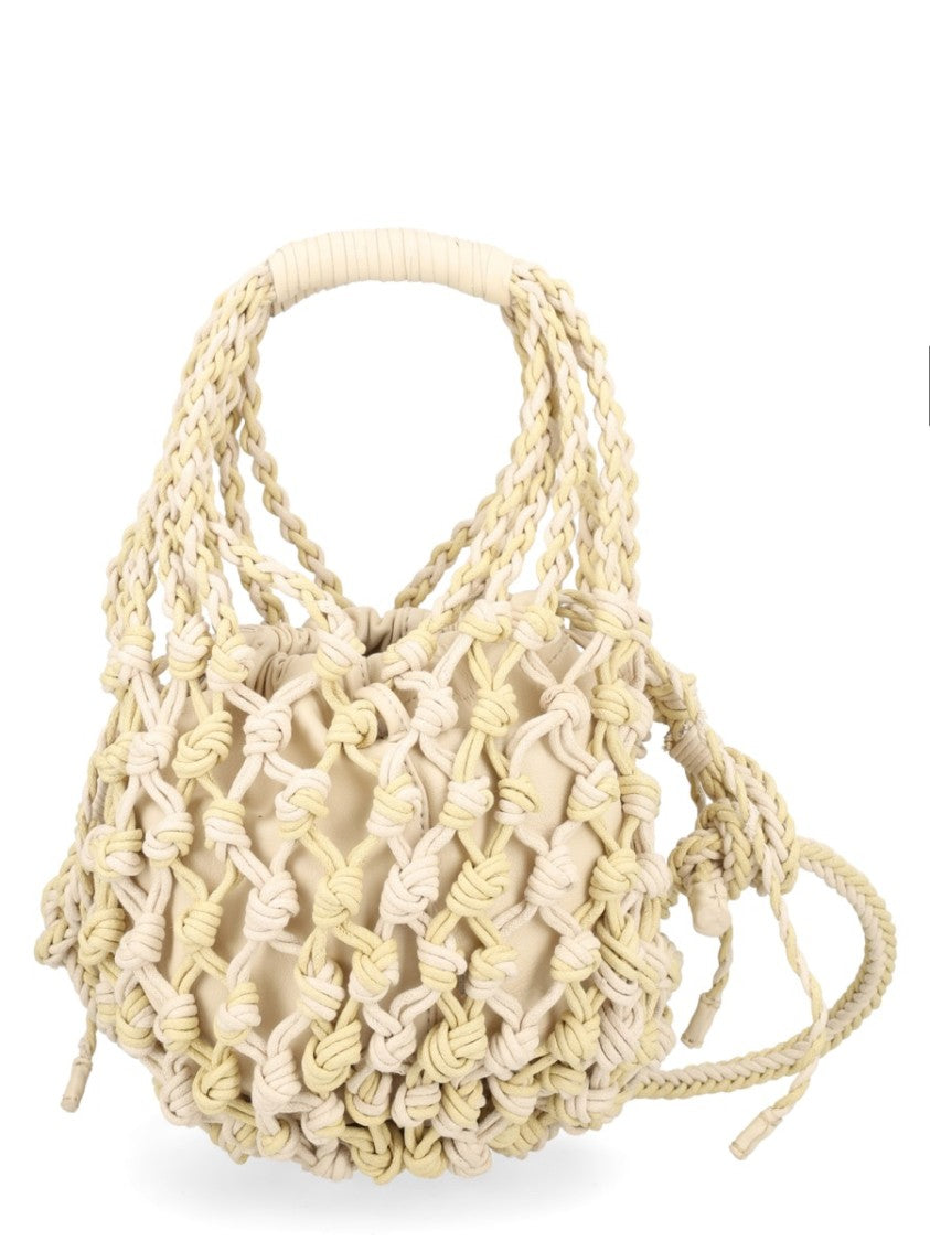 Alysi Neutrals Open Weave Inricate Shoulder Bag