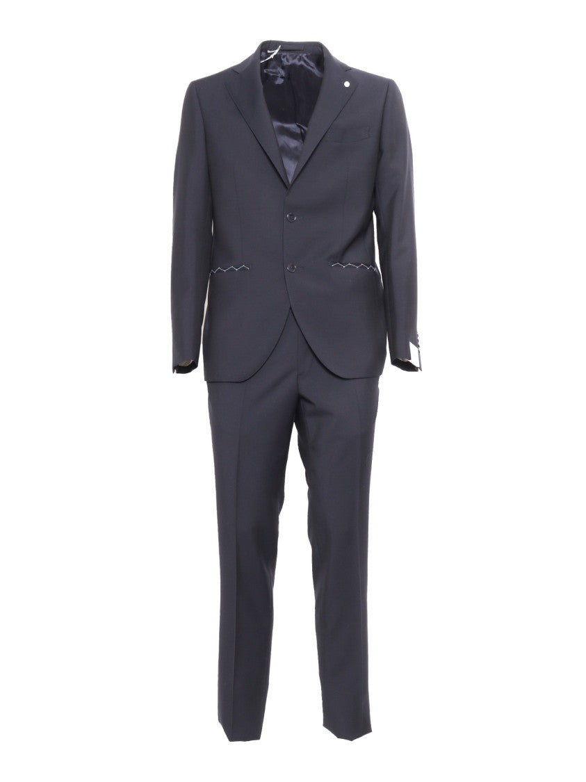 Luigi Bianchi Tailored Black Suit With Notch Lapel