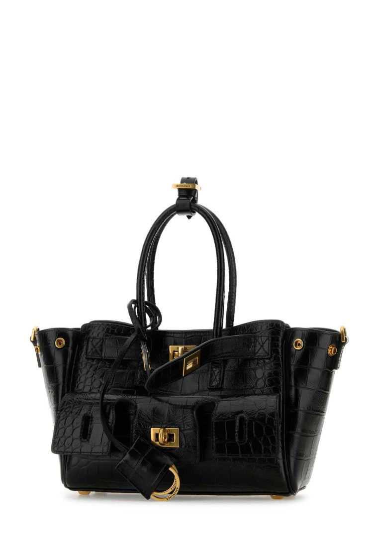 Balenciaga Black Leather Carry All Bel Air Shopping Bag