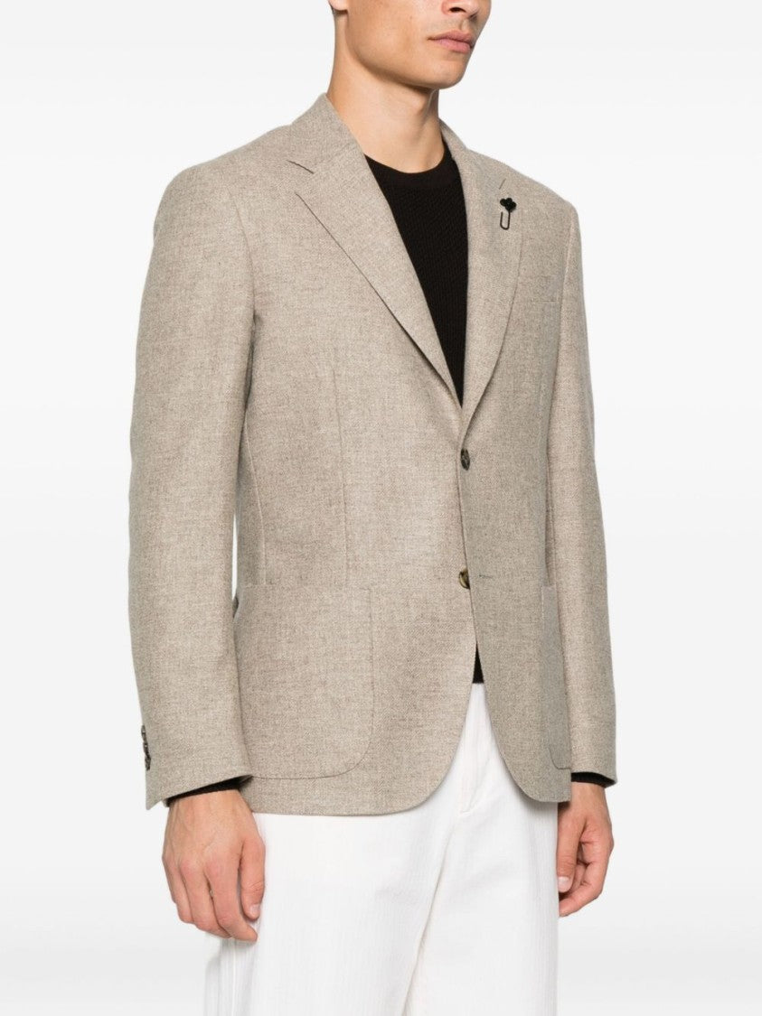 Lardini Beige Jacket With Two-Button Closure