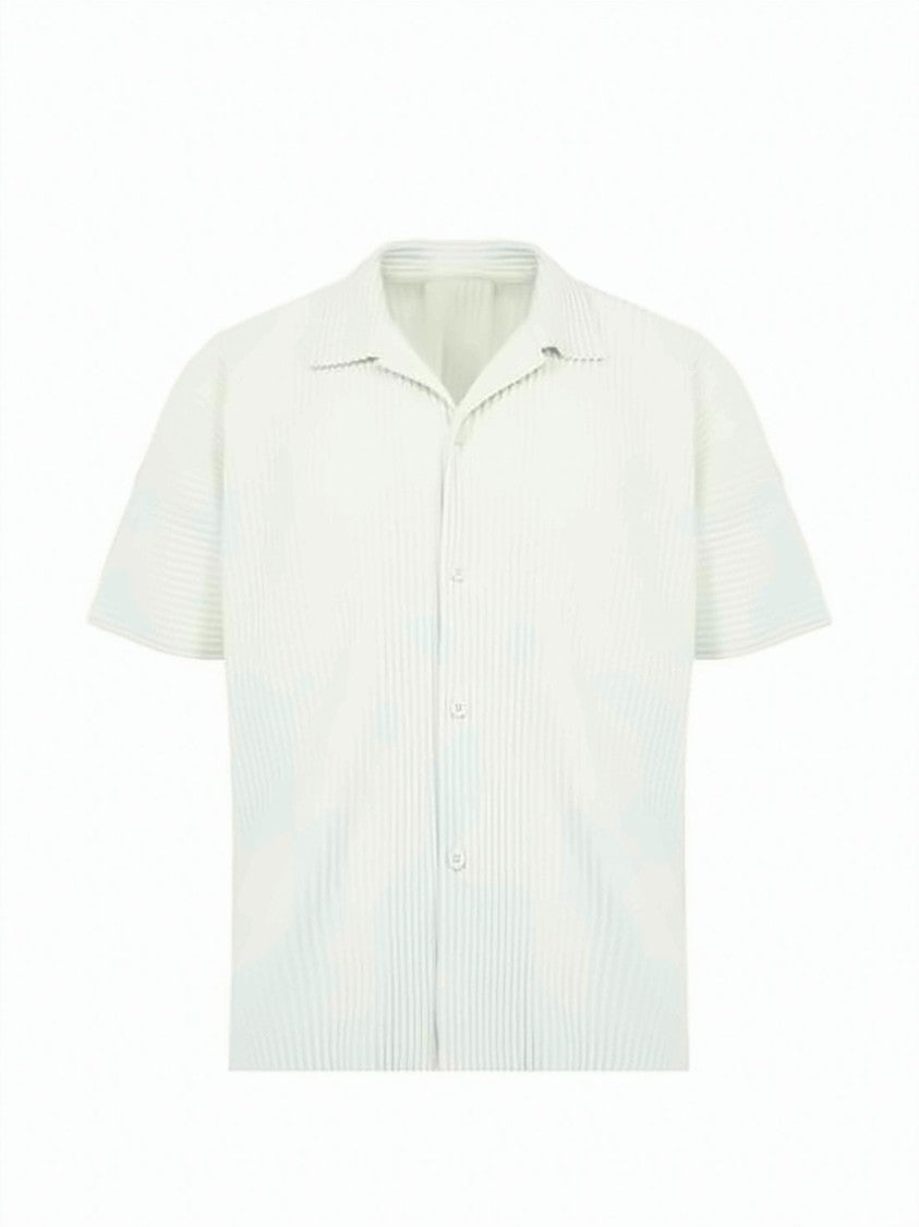 Homme Plissé Issey Miyake Short-Sleeve Pleated Textured Shirt With Classic Collar