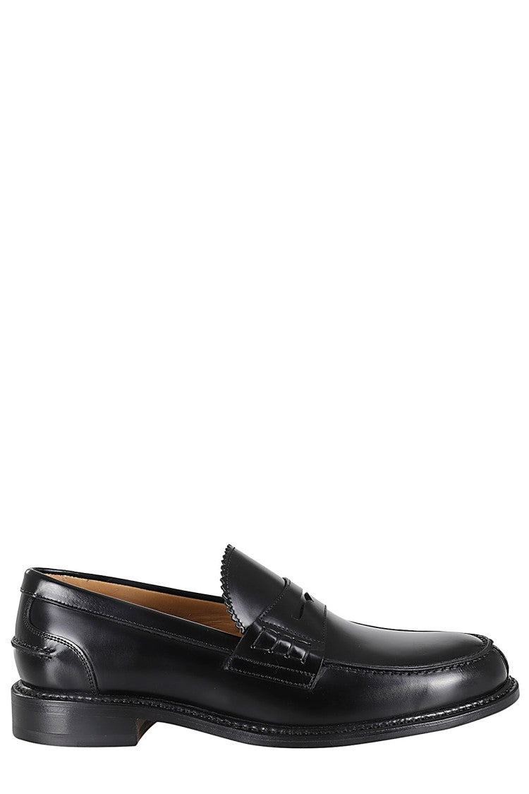 John Spencer Almond Toe Black Leather Loafers