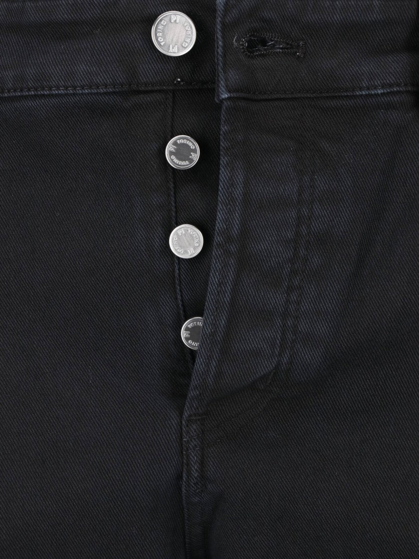 Pt Torino Black Straight-Leg Stretch Cotton Jeans