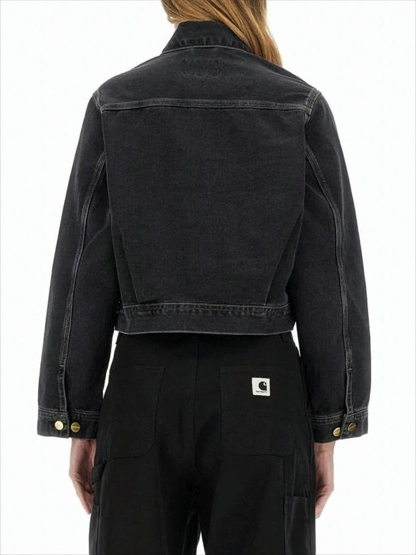 Carhartt Wip Cropped Boxy Denim Jacket With Classic Collar