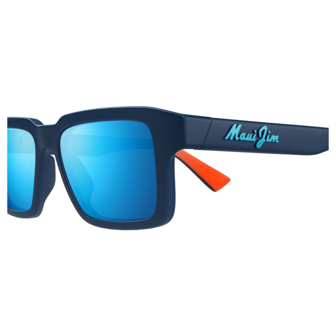 Maui Jim Kahiko Rectangular Frame Sunglasses With Reflective Blue Lenses