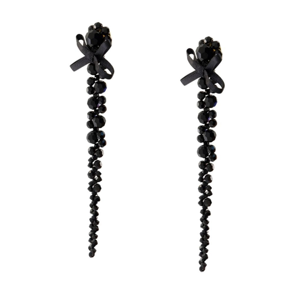 Simone Rocha Petite Bow Drip Earrings - Crystal - Black