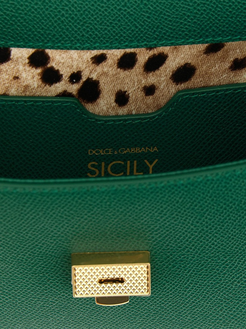 Dolce & Gabbana Calf Leather Trapezoidal Leopard Print Handbag