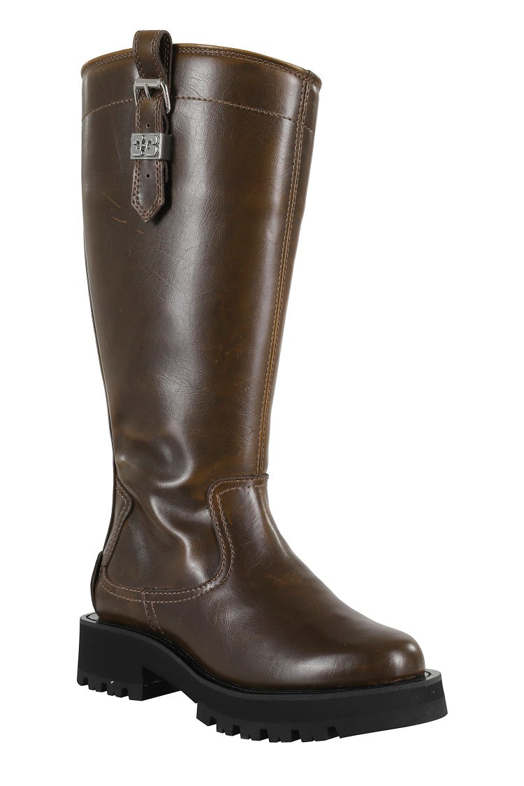 Ganni Studs High Boot Crinkle