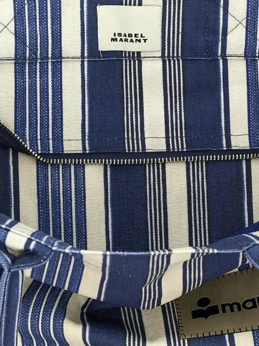 Isabel Marant Medium Cotton Shoulder Bag With Vertical Stripes