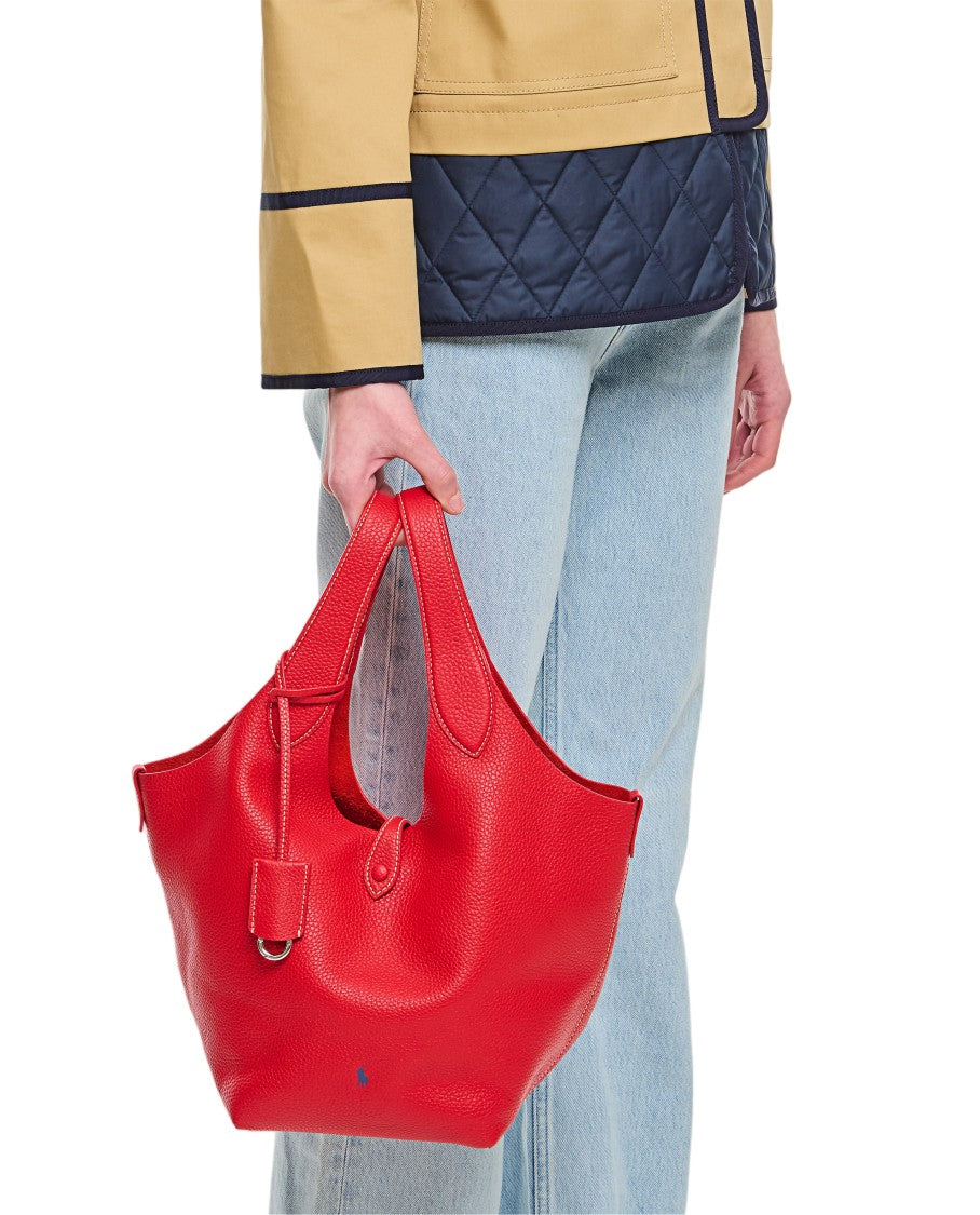 Polo Ralph Lauren Textured Leather Tote Bag With Spacious Compartment And Logo Detail