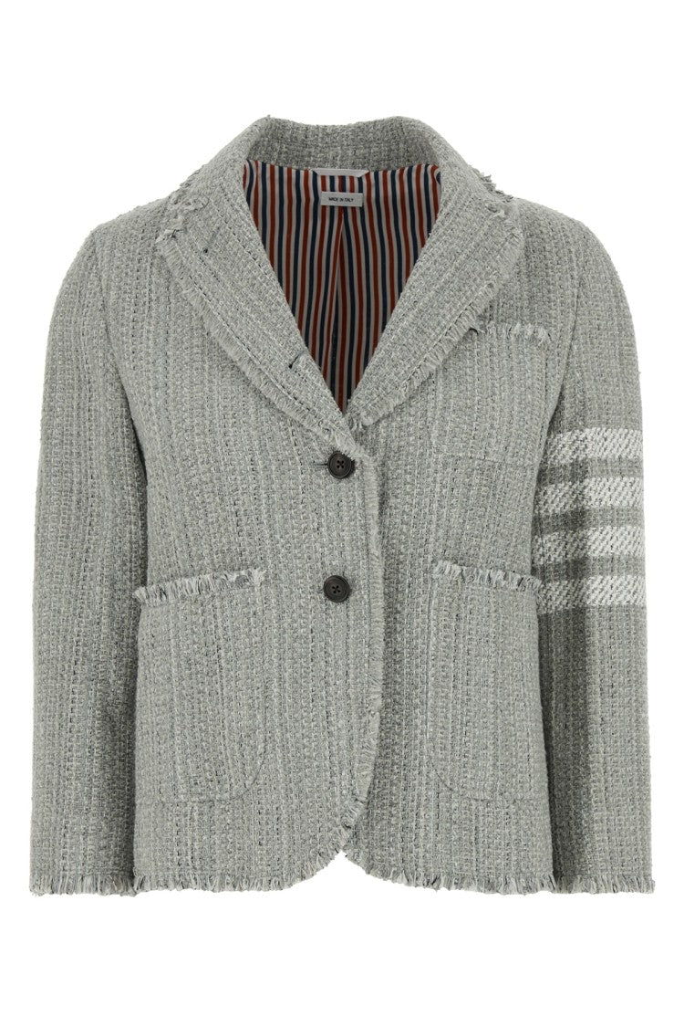 Thom Browne Textured Ribbed Jacket With Unique Striped Detail