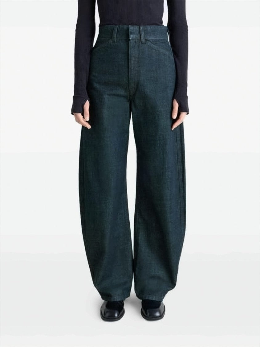 Lemaire High-Waisted Indigo Curved Trousers With Tapered Ankle