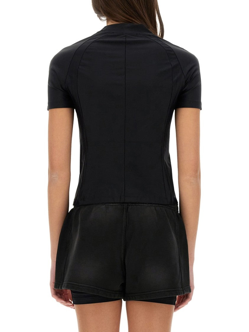 T By Alexander Wang Fitted Black T-Shirt With Logo Details