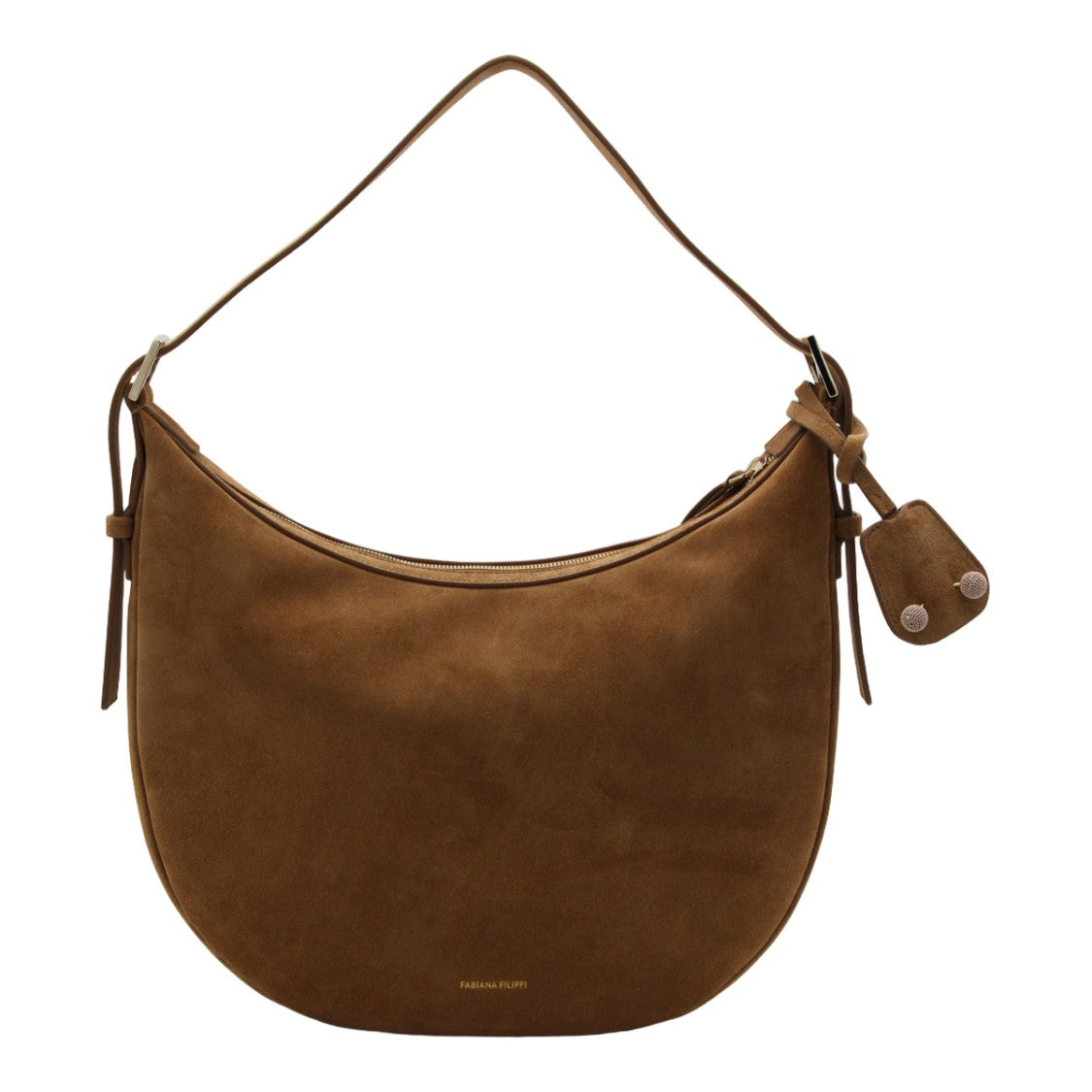 Fabiana Filippi Crescent-Shaped Brown Suede Bag With Adjustable Strap