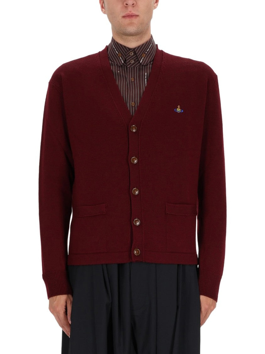 Vivienne Westwood Cardigan Sweater In Rich Bordeaux