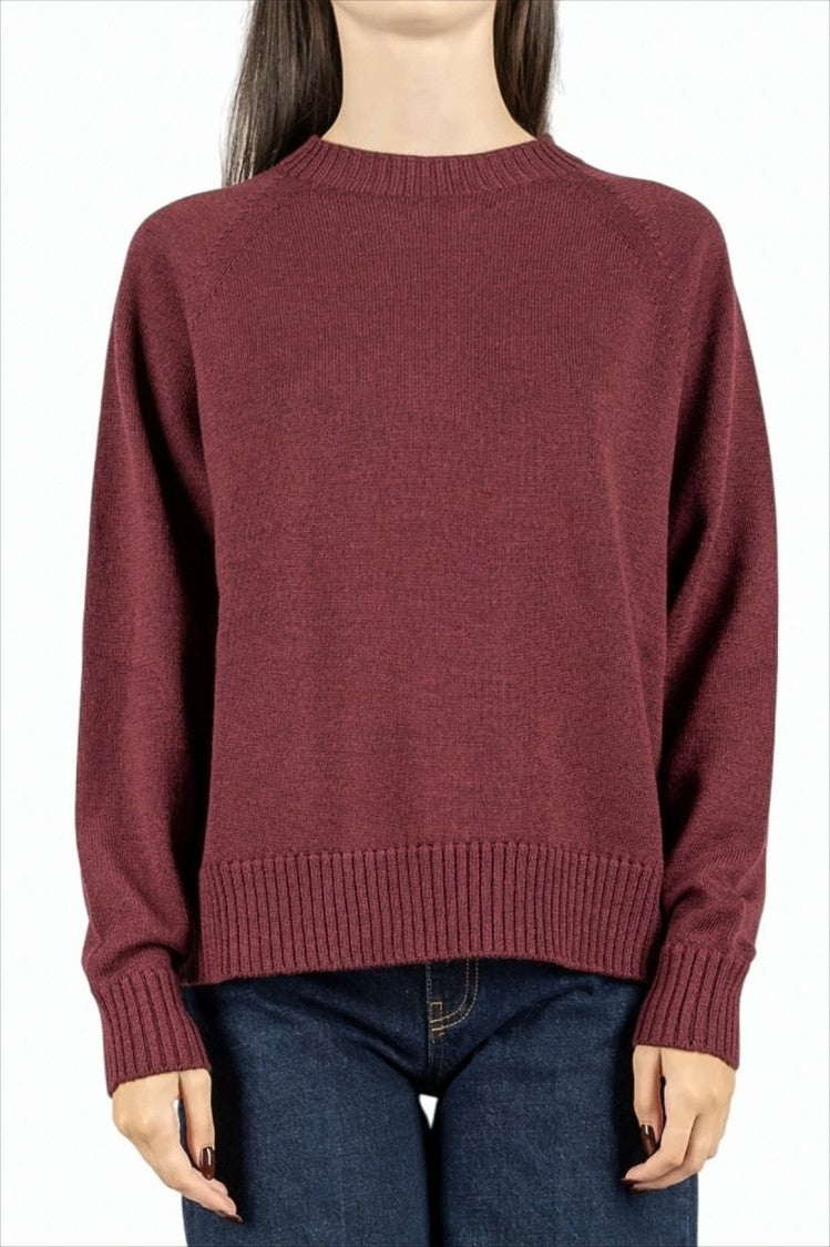 Max Mara Burgundy Virgin Wool Sweater With Raglan Sleeves