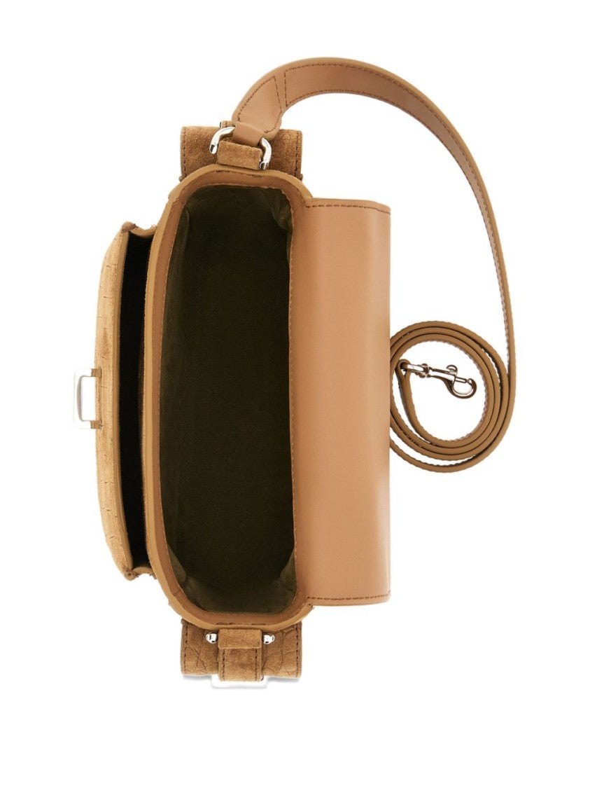 Hogan Crocodile-Embossed Vitello Leather Shoulder Bag