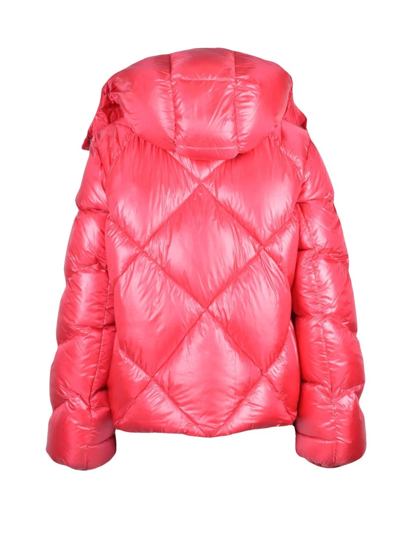 Add Quilted Short Down Jacket With Glossy Finish