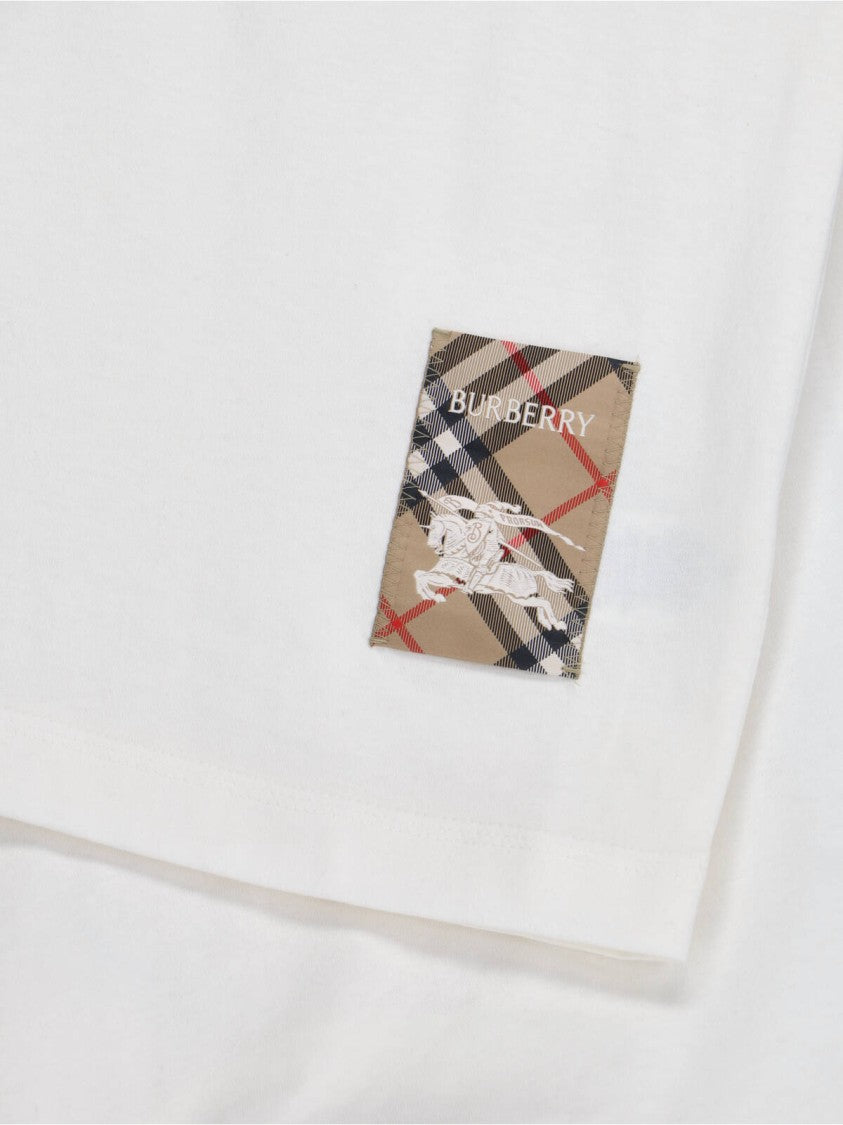 Burberry "Ekd" T-Shirt, White Cotton, Crew Neck