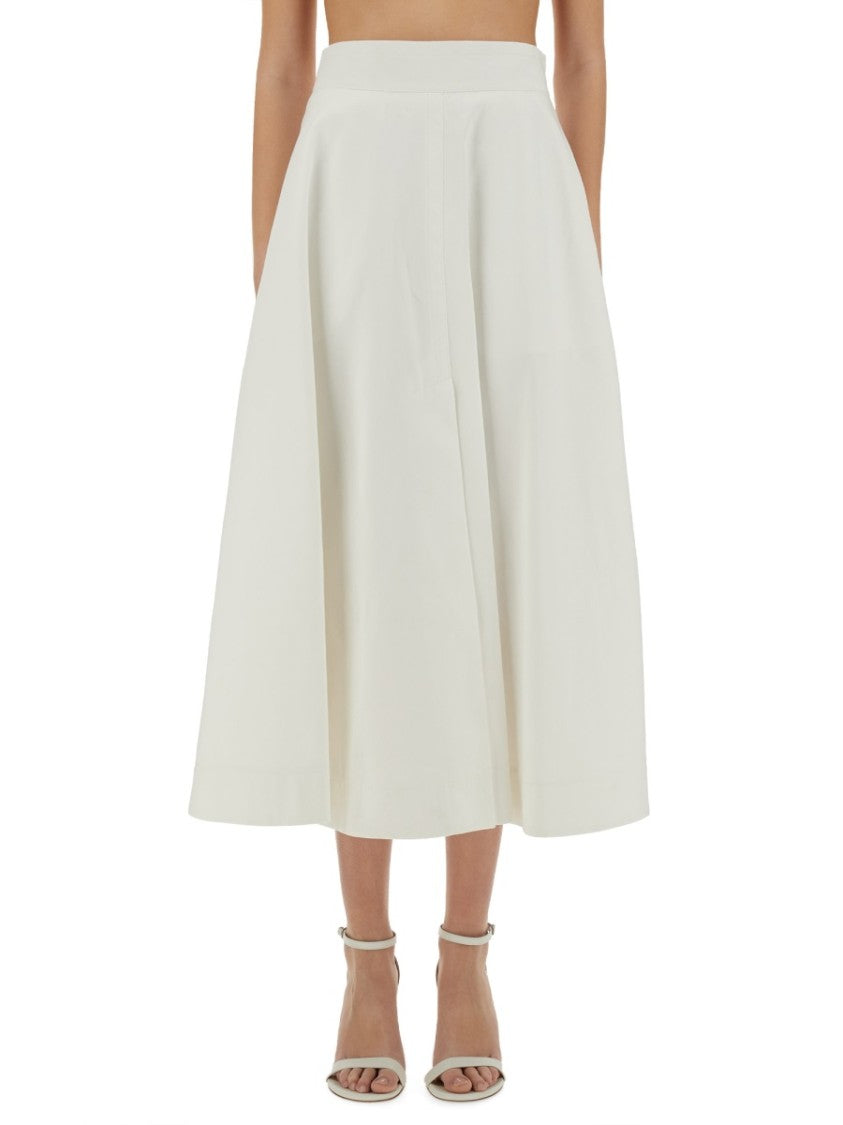 Patou Cotton Gabardine Long Flared Skirt