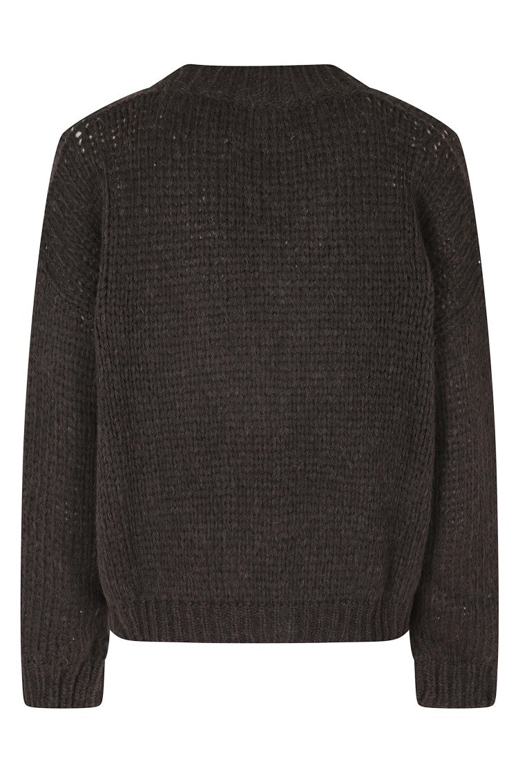 Roberto Collina Mocha V-Neck Chunky Knit Alpaca-Blend Cardigan