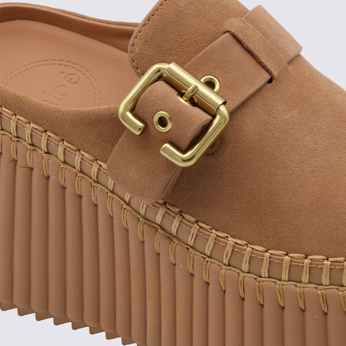 Chloé Brown Platform Sneakers With Gold Buckle Strap