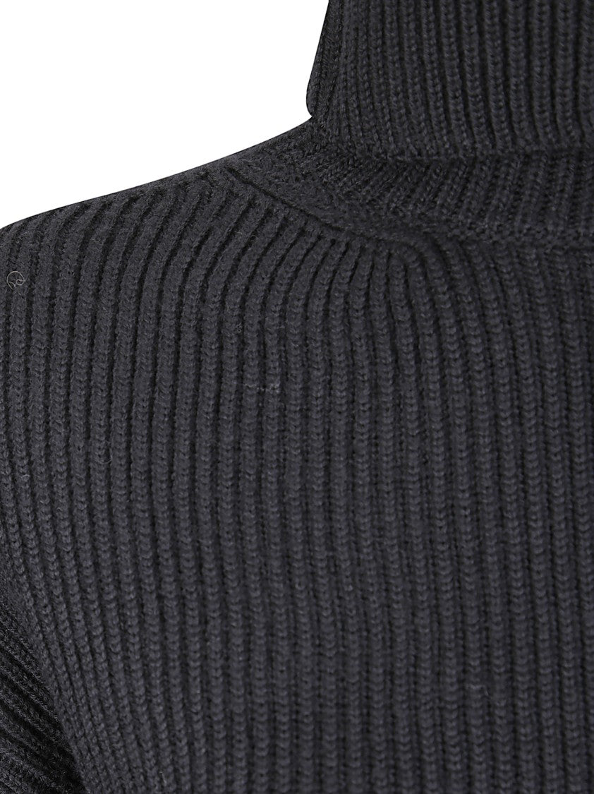 P.A.R.O.S.H. Cropped Sweater With High Collar And Balloon Sleeves