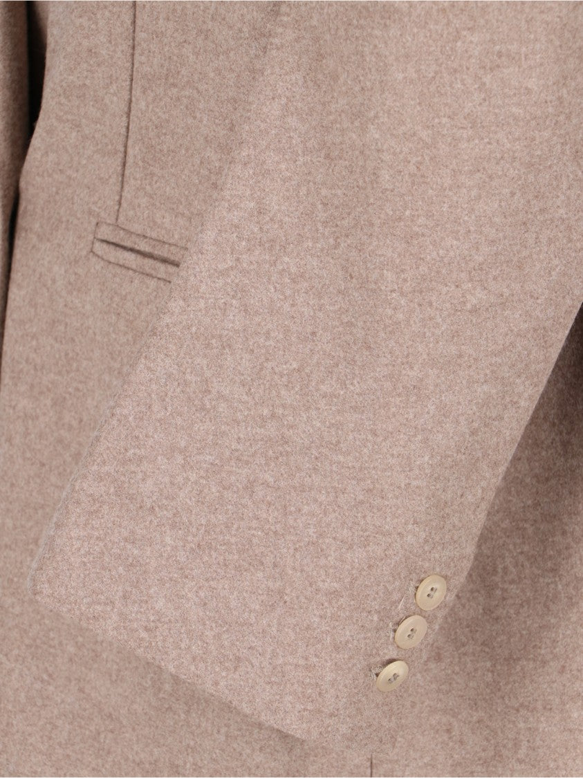 Niccolò Pasqualetti Double-Breasted Blazer In Beige Virgin Wool