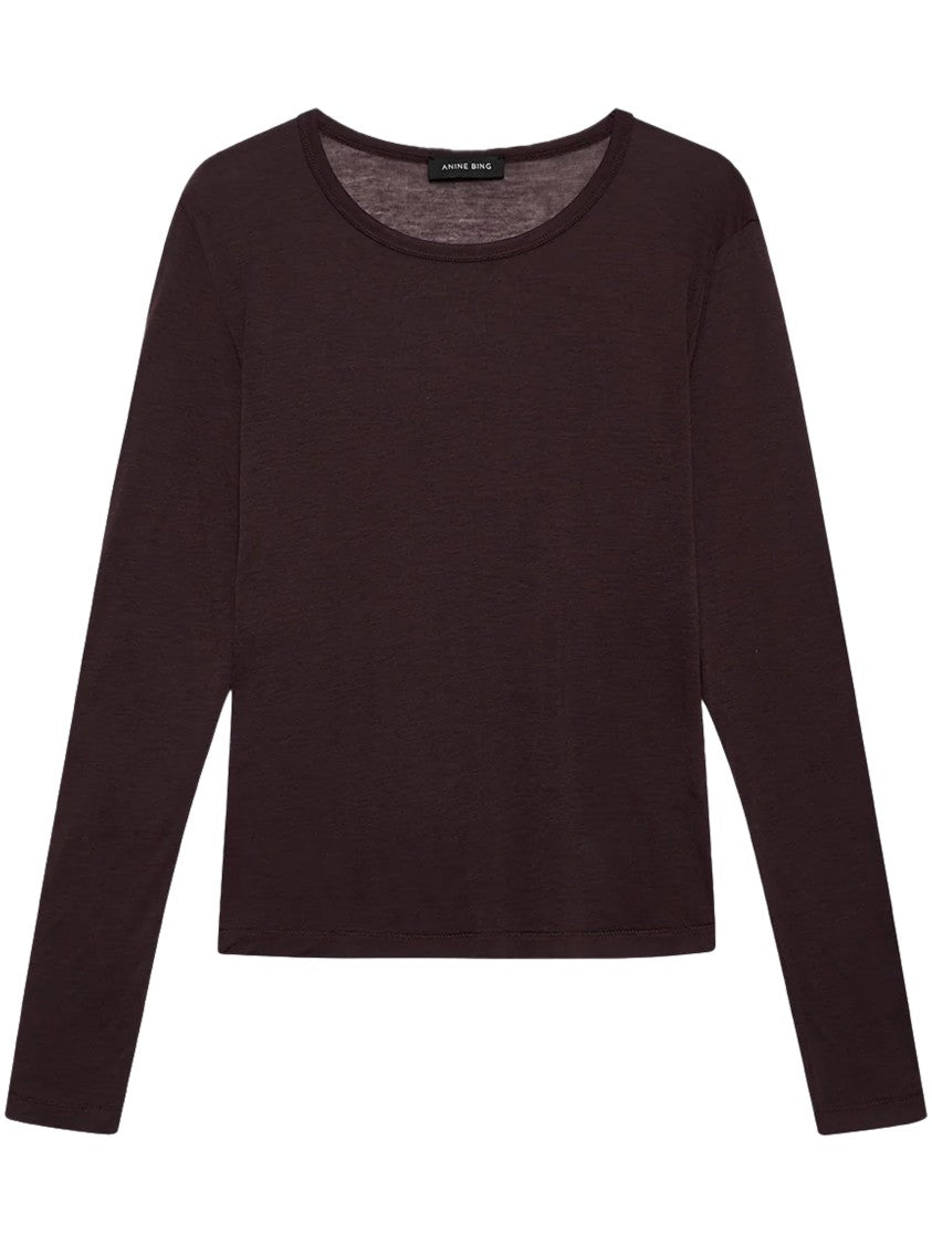 Anine Bing Cropped Fitted Long Sleeve Tee