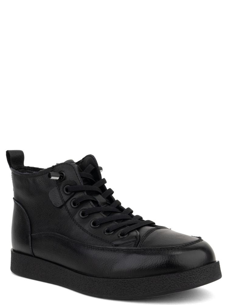 Linda Baumann Black Lace-Up Leather Ankle Boots