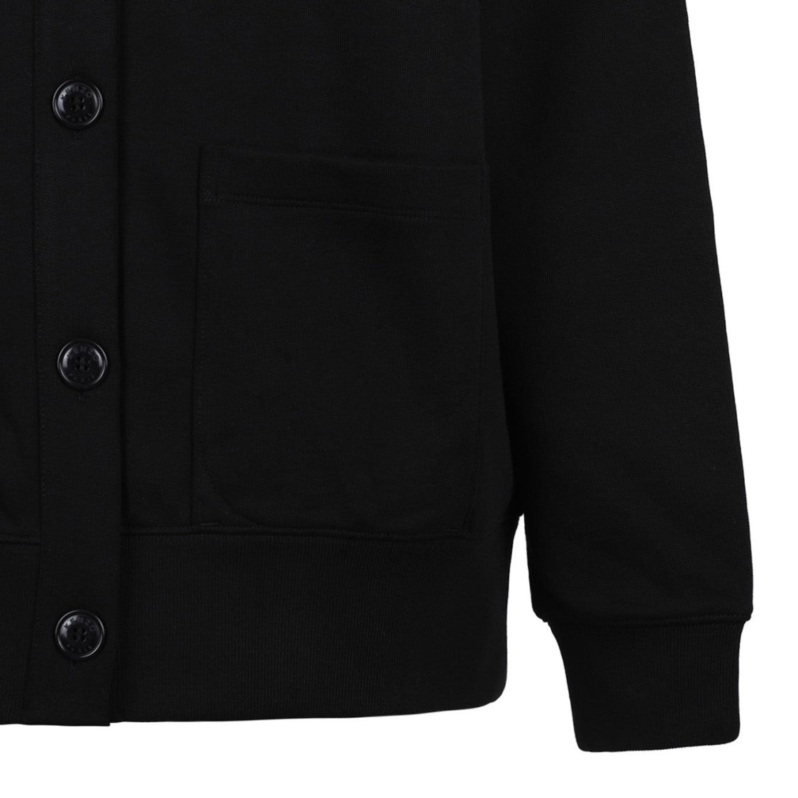 Kenzo Black Button-Up Cardigan With Floral Embroidery