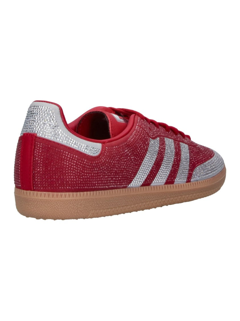 Adidas Red Rhinestone-Embellished Fabric Sneakers